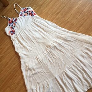 White Maxi Dress Floral Accents